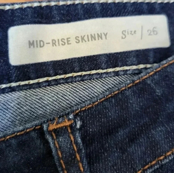 Anthropologie Pilcro and The Letterpress Mid Rise Skinny Dark Blue Jeans(26) - Picture 8 of 11